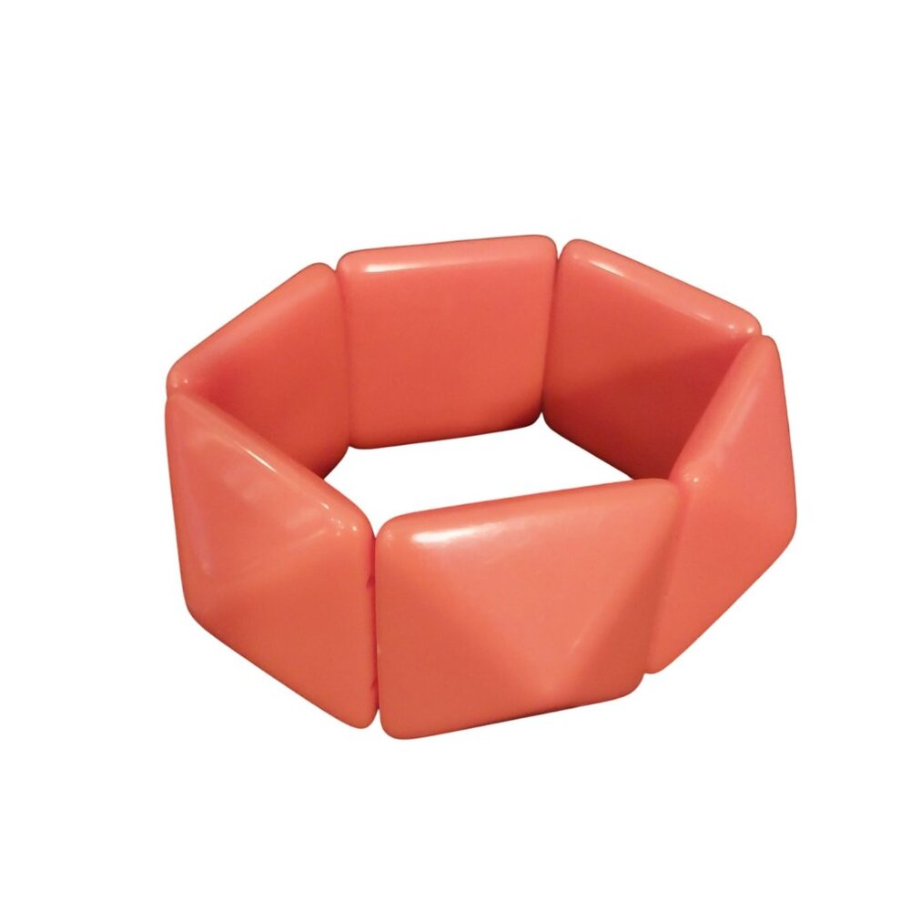 Vintage Bracelet Chunky Orange Statement Bracelet Stretchy